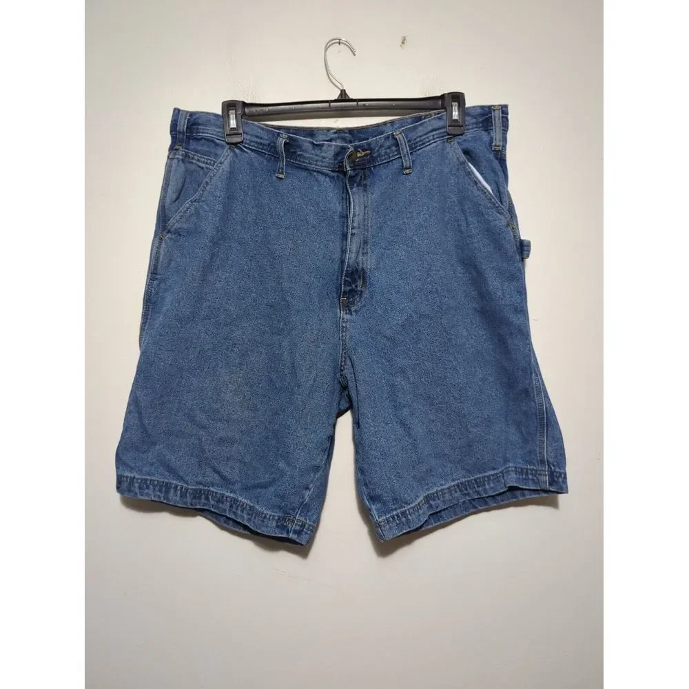 Faded‎ Glory Mens Carpenter Denim Shorts Light Wash Blue Size 40 100% Cotton